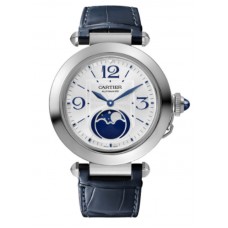 Cartier Pasha 41mm Silver Dial Blue and Grey Interchangeable Leather Straps Men's Replica Watch WSPA0030