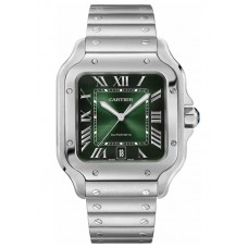 Cartier Santos De Cartier Large Green Dial Steel and Leather Men's Replica Watch WSSA0062