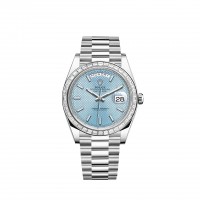 Rolex Day-Date 40 Platinum blue diagonal-motif dial diamond-set bezel m228396tbr-0001 replica