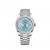 Rolex Day-Date 40 Platinum ice blue diamond-set dial And bezel m228396tbr-0002 replica