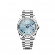 Rolex Day-Date 40 Platinum ice blue quadrant-motif dial diamond-set bezel m228396tbr-0004 replica