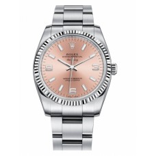 Rolex Air-King White Gold Fluted Bezel Salmon pink round dial 114234 PAO Replica