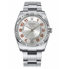 Rolex Air-King White Gold Fluted Bezel Silver concentric dial 114234 SCAO Replica