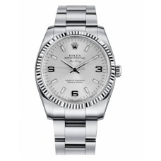 Rolex Air-King White Gold Fluted Bezel Silver dial 114234 SLIO Replica