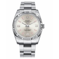Rolex Air-King White Gold Fluted Bezel Silver dial 114234 SPIO Replica