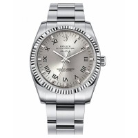 Rolex Air-King White Gold Fluted Bezel Silver dial 114234 SRO Replica