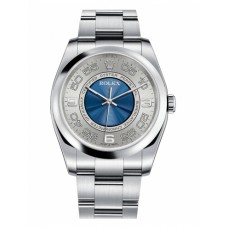 Rolex Oyster Perpetual No Date Stainless Steel Silver & Blue dial 116000 SBLAO Replica