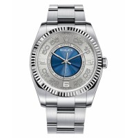 Rolex Oyster Perpetual No Date Stainless Steel Silver & Blue dial 116034 SBLAO Replica