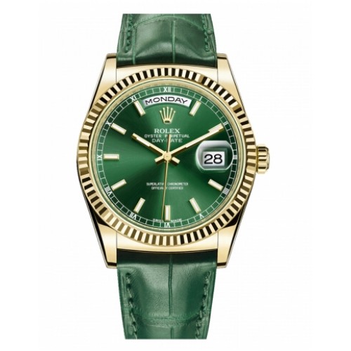 Date Yellow Gold Green Dial 118138 GRL