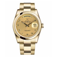 Rolex Day Date Yellow Gold Champagne Dial 118208 CHAO Replica