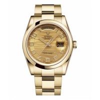 Rolex Day Date Yellow Gold Champagne wave Dial 118208 CHWAO Replica