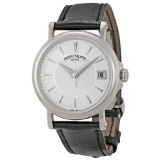 Patek Philippe Calatrava Automatic White Dial Black Leather Men's Watch 5153G-010 Copy Replica