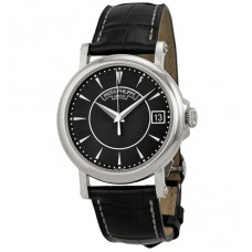 Patek Philippe Calatrava Black Dial 18k White Gold Black Leather Men's Watch 5153G-001 Copy Replica