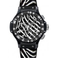Hublot Big Bang Zebra Diamond Dial Black Ceramic Chronograph Ladies Watch 341.CV.7517.VR.1975 Copy Replica