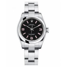 Rolex Oyster Perpetual No Date Stainless Steel Black dial Ladies watch 176200 BKAPIO Replica