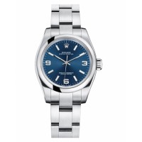 Rolex Oyster Perpetual No Date Stainless Steel Blue dial Ladies watch 176200 BLAIO Replica