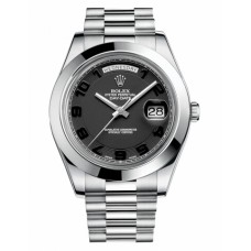 Rolex Day Date II President Platinum Black concentric dial 218206 BKCAP Replica