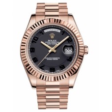 Rolex Day Date II President Pink Gold Black concentric dial 218235 BKCAP Replica
