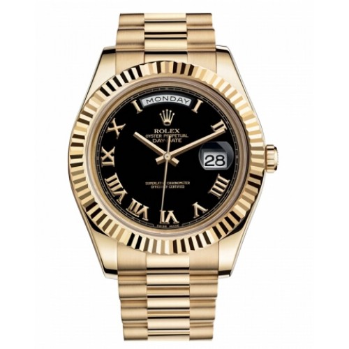 gold rolex day date black dial