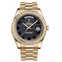 Rolex Day Date II President Yellow Gold Black concentric dial 218348 BKCAP Replica