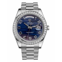Rolex Day Date II President White Gold and Diamonds Blue wave dial 218349 BLWAP Replica