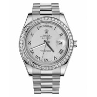 Rolex Day Date II President White Gold and Diamonds Ivory concentric circle dial 218349 ICRP Replica