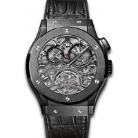 Hublot Classic Fusion Tourbillion All Black Skeleton Dial Ceramic Watch 506.CM.0140.LR Copy Replica
